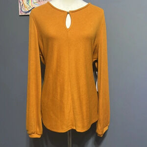 NWTs Liz Claiborne orange keyhole front  neck sweater size XL long sleeve